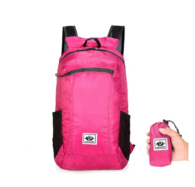 Viegla pārgājienu - ceļojumu mugursoma, saliekama, 20l liela soma, (melna vai rozā)