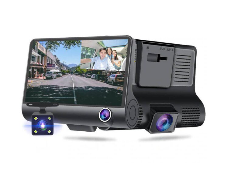 Video reģistrators ar 3 kamerām, (atpakaļskata, salona un reģistratora kamera), nakts redzamība,  Full HD 1080P