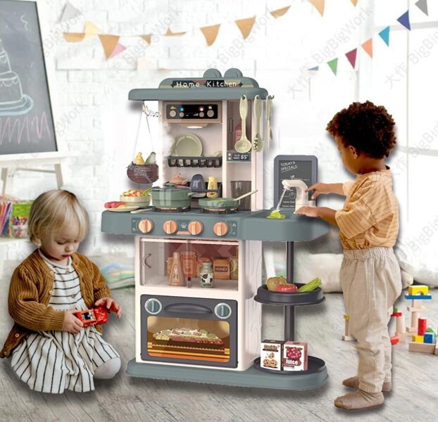 Bērnu rotaļu virtuves komplekts + piederumi, aksesuāri, ar reālistiskām gatavošanas skaņām un gaismiņām, meiteņu un zēnu virtuvīte, 72cm