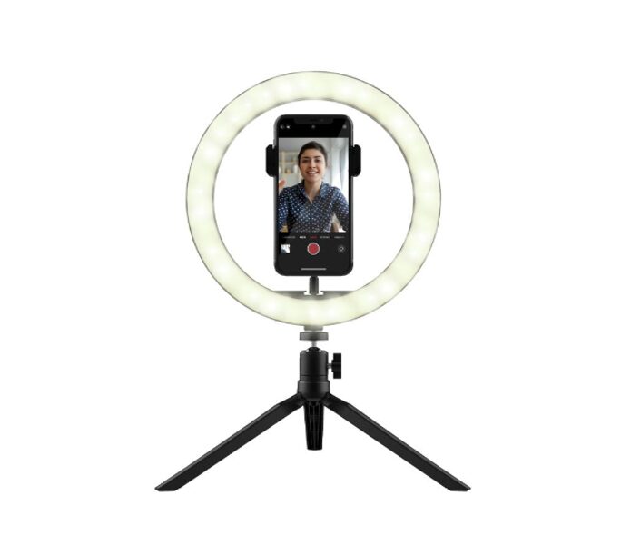 Vlogošanas komplekts, LED riņķa selfiju apgaismojums 10'' tik tokam, regulējams spilgtums, telefona turētājs, pults