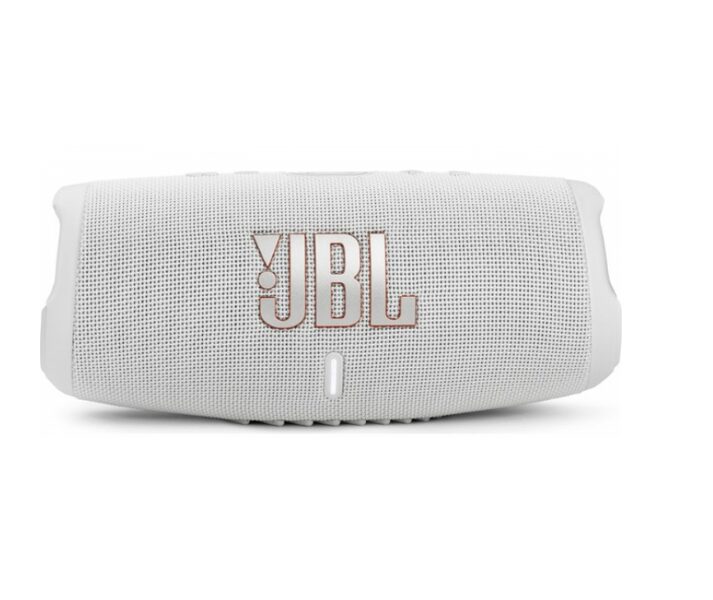 JBL Charge 5 White, Pārnēsājams skaļrunis - bluetooth tumbiņa 40W Baltā krāsā