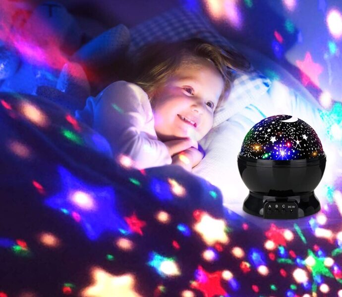 Bērnu naktslampiņa ar zvaigžņu gaismu, projektors ar 8 gaismas režīmiem, dažādas naktslampas korpusa krāsas